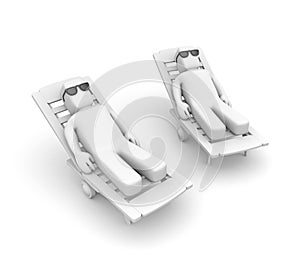 People rest in deck chair