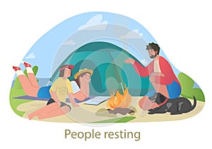 People resting in nature on adventure holidays