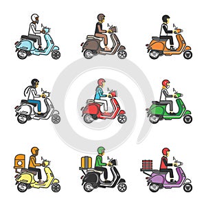 People ride scooter