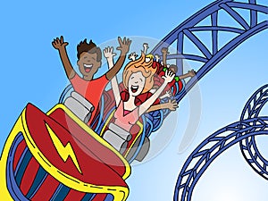 People Riding Amusement Park Roller coaster