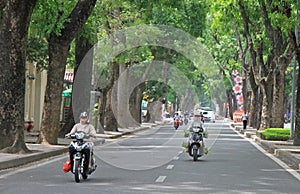 People are riding on motorcycles