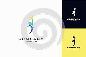 people rising star logo illustration