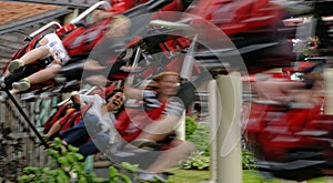 People on the roller coaster photo
