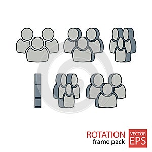 People rotating icon set of frames