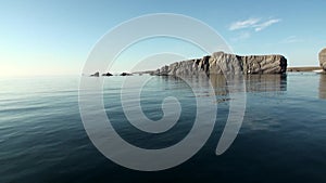 People in a rubber boat in Ocean on New Earth Vaigach.