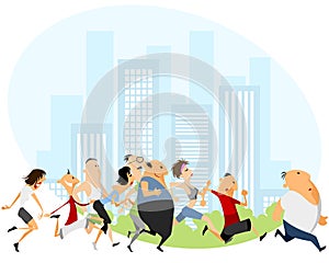 People running marathon