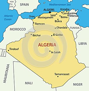 The Peoples Democratic Republic of Algeria - map photo