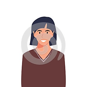 People\'s faces of woman with happy smiling humans. Avatars. Set of user profiles. Colored flat vector illustration