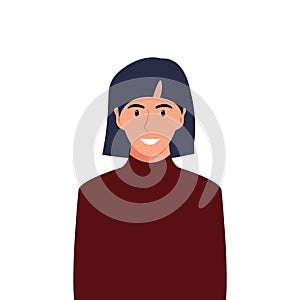 People\'s faces of woman with happy smiling humans. Avatars. Set of user profiles. Colored flat vector illustration