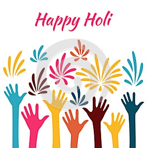 People's hands throw holi colors. Happy holi holiday.