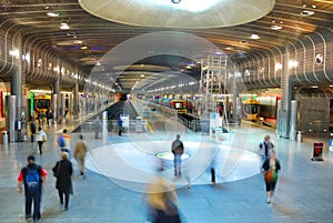 People's motion on subway platform