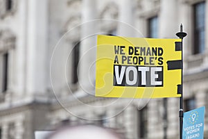 People`s Vote banner at a political protest in London