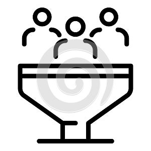 People in the sales funnel icon, outline style