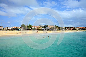 Sunny day, at the beach in Santa Maria, Sal Island, Cape Verde