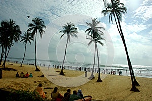 People sat on Goa beach