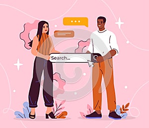 People with search bar vector concept