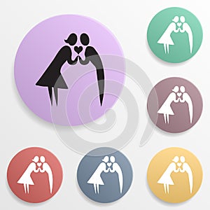 People in search of love badge color set icon. Simple glyph, flat vector of valentine\'s day- wedding icons for ui and ux, website
