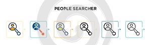 People searcher vector icon in 6 different modern styles. Black, two colored people searcher icons designed in filled, outline,