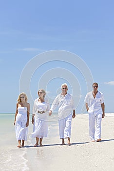 People Seniors Family Couples Generations on Beach