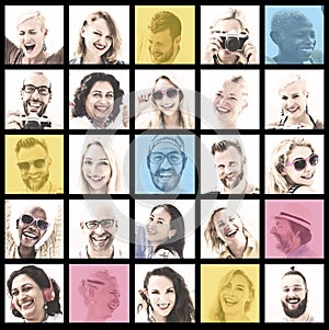 People Set of Faces Diversity Human Face Concept