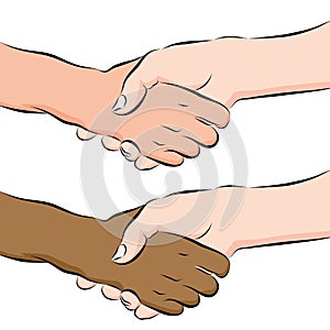 People Shaking Hands Line Drawing