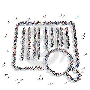 People shape a barcode buy icon