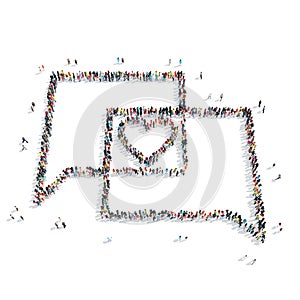 People in the shape of a buble chat , heart