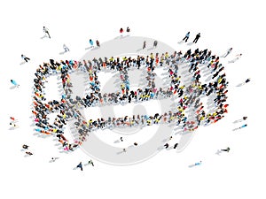 People in the shape of a bus.