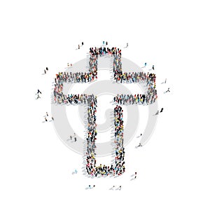 People in the shape of a Catholic cross, religion