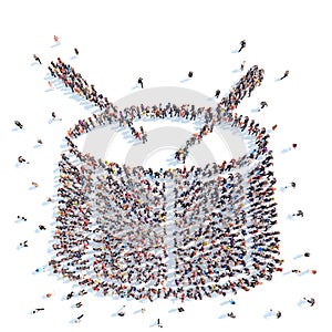 People in the shape of a drum.