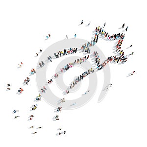 People in the shape of a shooting star.