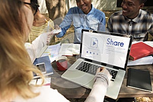 People sharing information using social media