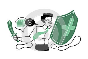 People with shields protecting