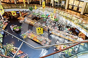 People Shopping For Grocery Food In Supermarket Store Aisle