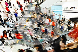 People shopping in retail mall