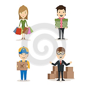 People shopping vector characters