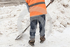 People shoveling snow. Snow clearance after a heavy snowfall