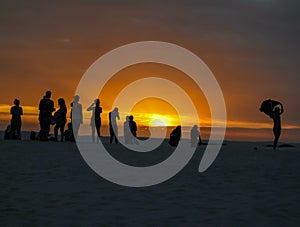 People silhouette with sunset, nature outdoor background photo