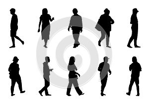 People silhouette vector, Man and women walking