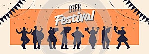 People silhouettes celebrating beer festival Oktoberfest party celebration concept