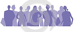 People silhouettes isolated on white background for design, silhouette vector stock illustration as a concept of society, crowd