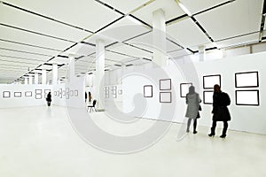 People silhouettes in the museum