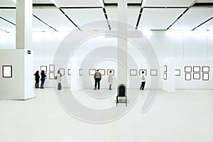 People silhouettes in the museum