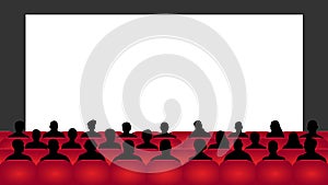 People sit cinema hall.