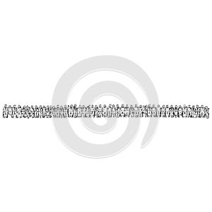 People sitting abreast with long line vector illustration sketch doodle hand drawn with black lines isolated on white background