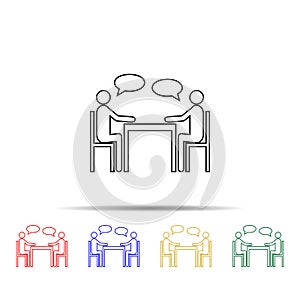 People sitting around the table talking line multi color style icon. Simple thin line, outline vector of team work icons for ui