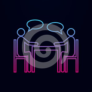 People sitting around the table talking line nolan icon. Simple thin line, outline vector of team work icons for ui and ux,