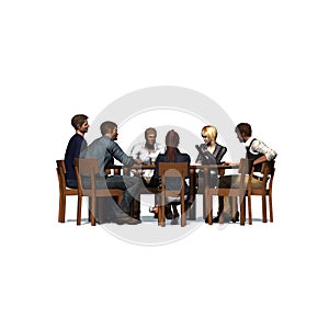 People sitting at a round table in a meeting - business