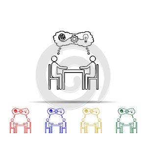 People sitting on the table idea multi color style icon. Simple thin line, outline vector of team work icons for ui and ux,