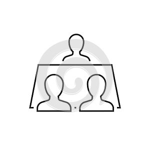 People sitting on the table outline icon